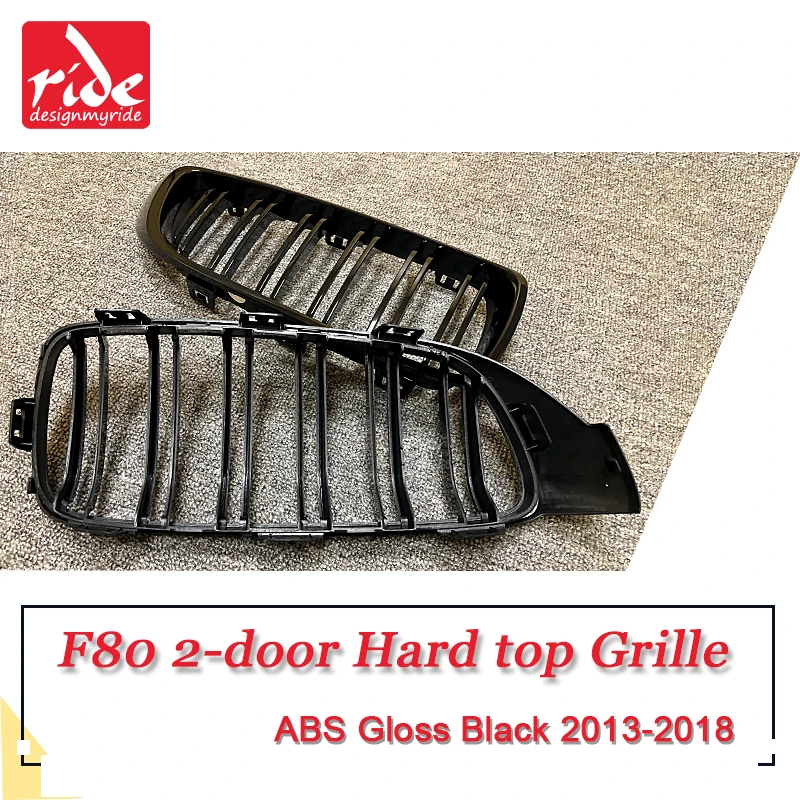 F80 2-door Hard top Front Grille ABS Gloss Black M-Style Double Slats Grills M3 420i 430i 435i 440i Kidney 13+ | Автомобили и
