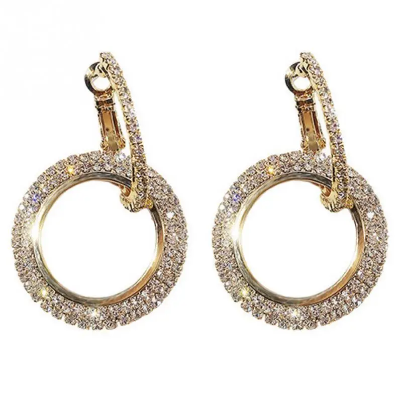 Новые роскошные круглые серьги женские хрустальные геометрические кольца