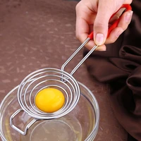 1pc 304 stainless steel egg divider cable structure long handle design with ear hook creative egg yolk white separator kitchen