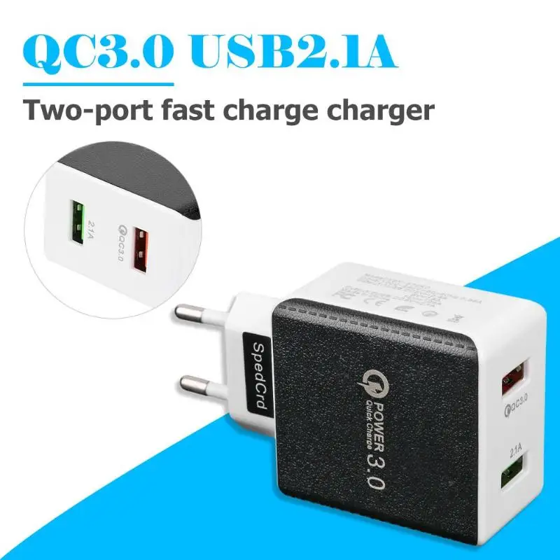 2 USB с двойным портом QC 3 0 2.1A быстрое зарядное устройство ЕС Разъем для мобильного