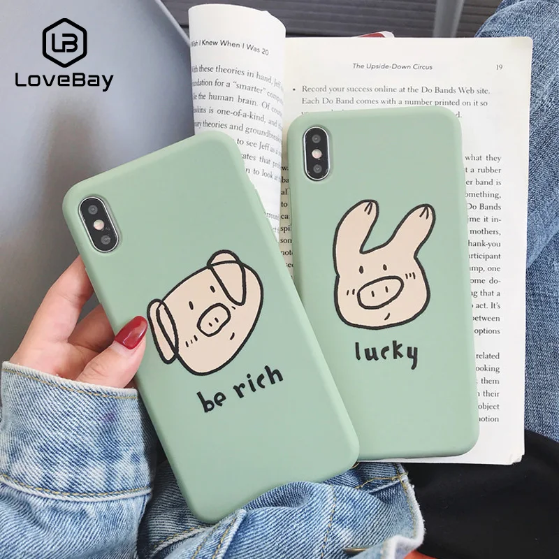 Lovebay Телефон чехол для iPhone 6 6s 7 8 плюс X XR XS Max милый мультфильм свинья мятно зеленый