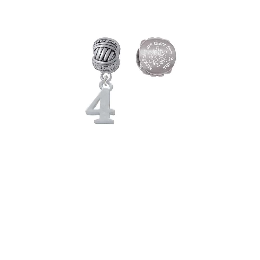 Silvertone Number 4 снежинки Поцелуи с неба бусины шармы (набор из 2)| |