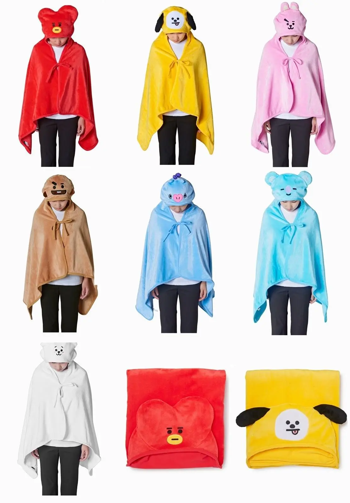 THEFOUND Новая мода милый BTS BT21 Официальный Аутентичные товары с капюшоном одеяло