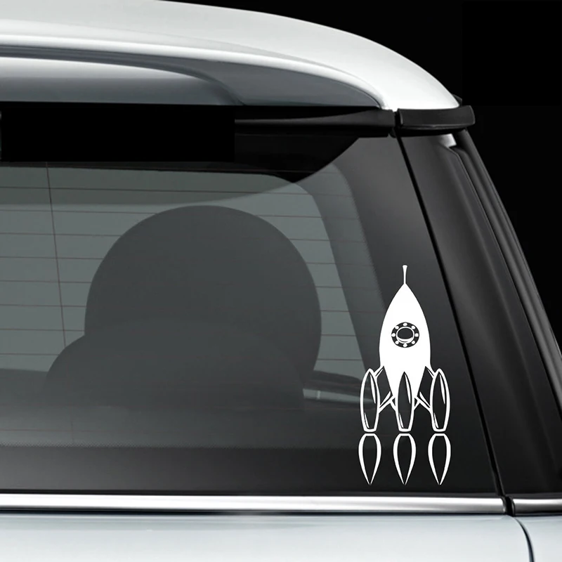 

Rocket Space Ship Retro Cartoon Style Car Window Decal Bumper Sticker Rear Window Car Sticker