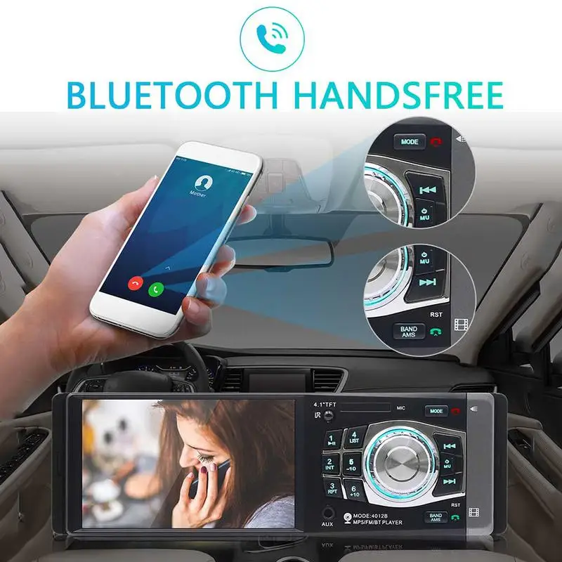 Автомобильный MP5 плеер 1 DIN 12 В 4 дюйма Bluetooth fm передатчик радио стерео головное