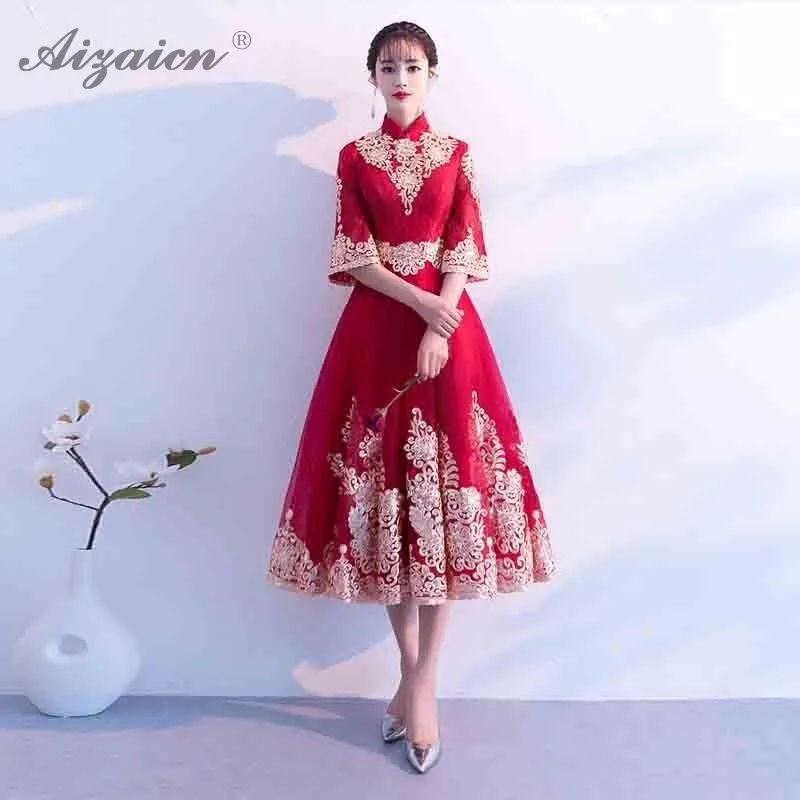 Китайское платье для беременных Cheongsam китайское традиционное длинное с вышитыми