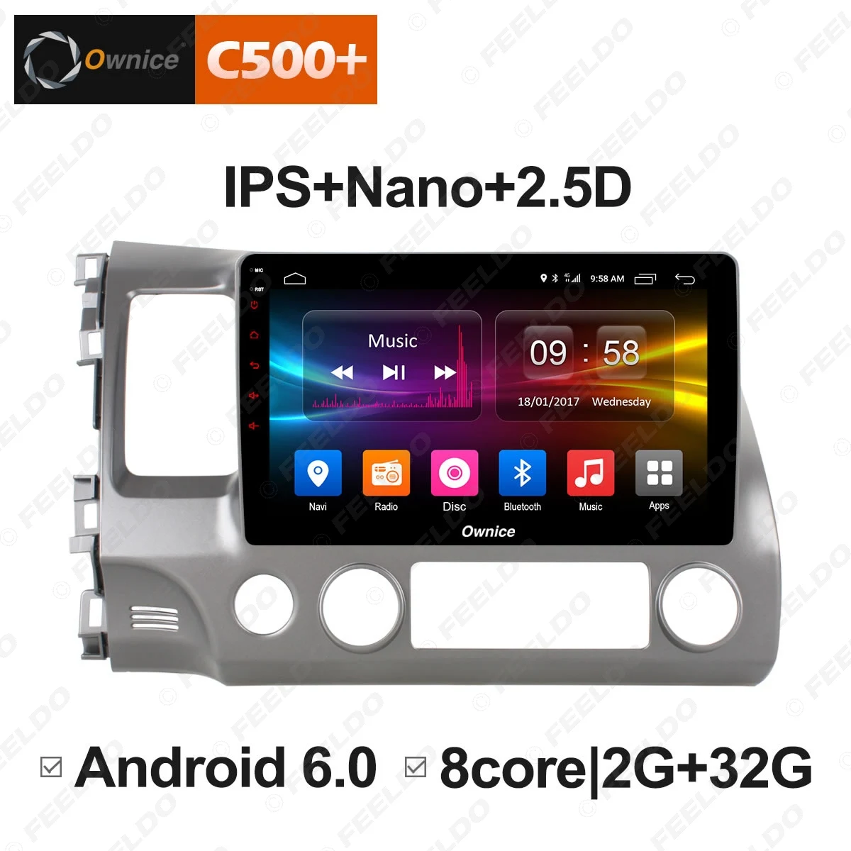 FEELDO 10 1 &quot2.5D Nano IPS экран Android 6 0 Octa Core/DDR3 2G/32G/4G LTE автомобильный медиаплеер для Honda Civic