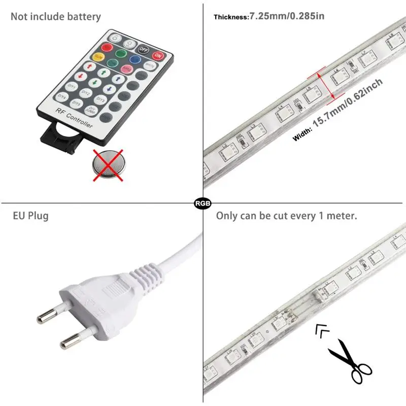 Светодиодная RGB ленсветильник 220 В с 28Key RF контроллером водонепроницаемая гибкая