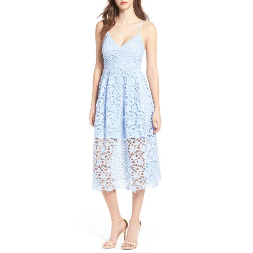 Mid-Calf Lace Dress Women Casual Dresses A-Line Vestidos | Женская одежда