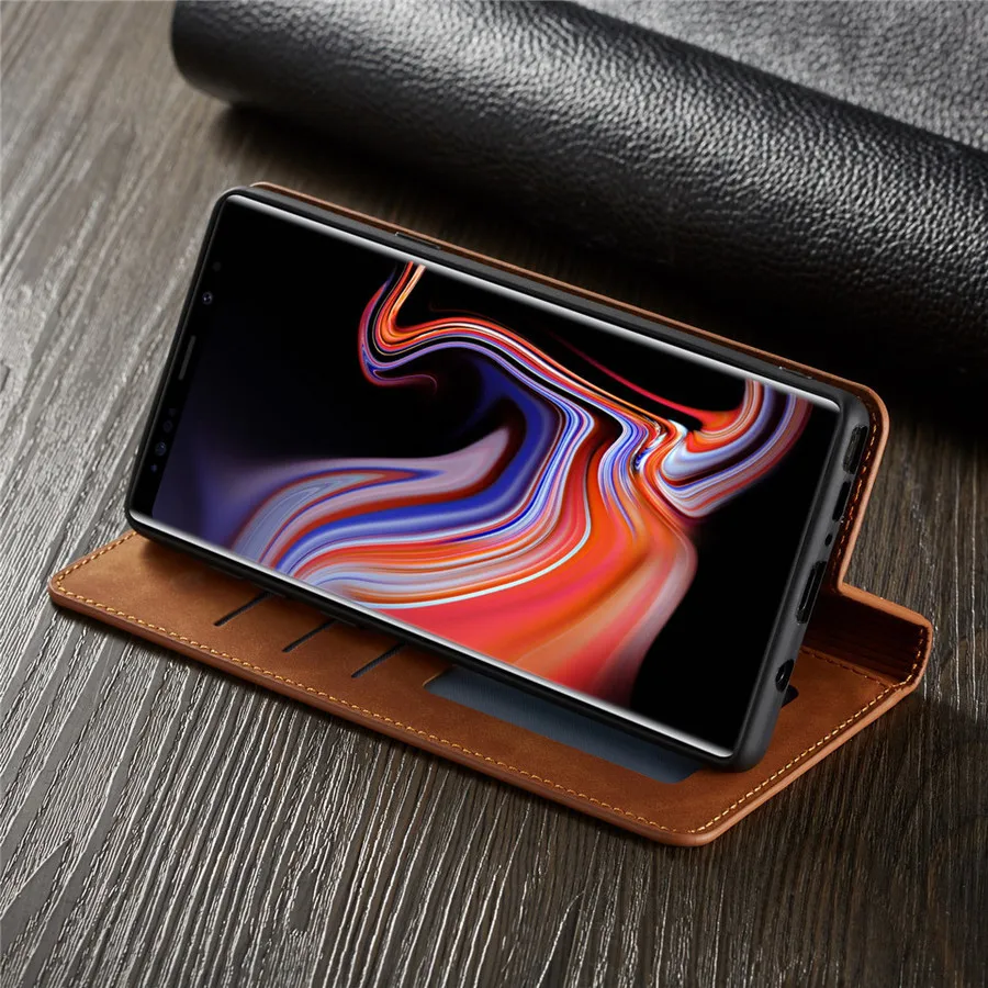 Роскошный кожаный чехол книжка Hoes для samsung J4 J6 Plus A6 A7 A8 s Galaxy Note 9 S10 S9 S8 S10E магнитный