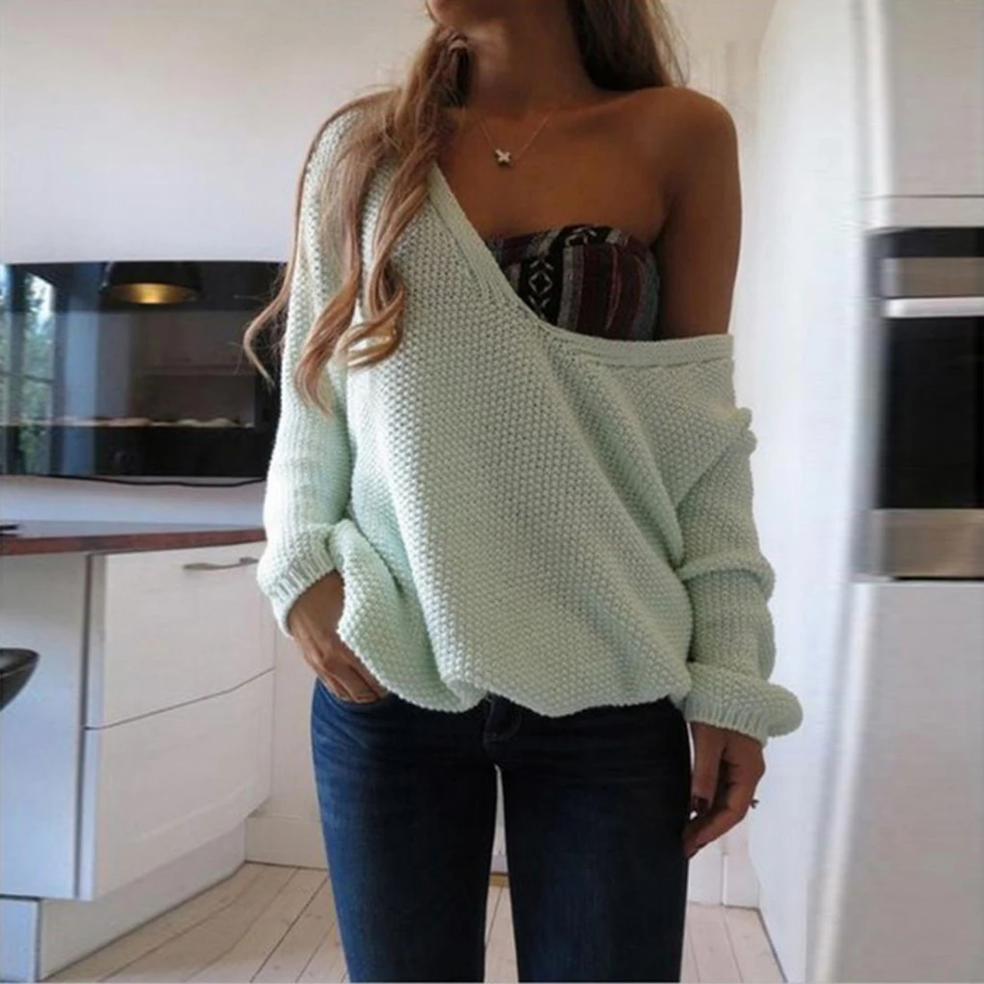 Sexy off shoulder knit sweater Woman black pullovers knitwear Autumn winter 2019 jersey mujer invierno jumper pull femme hiver | Женская