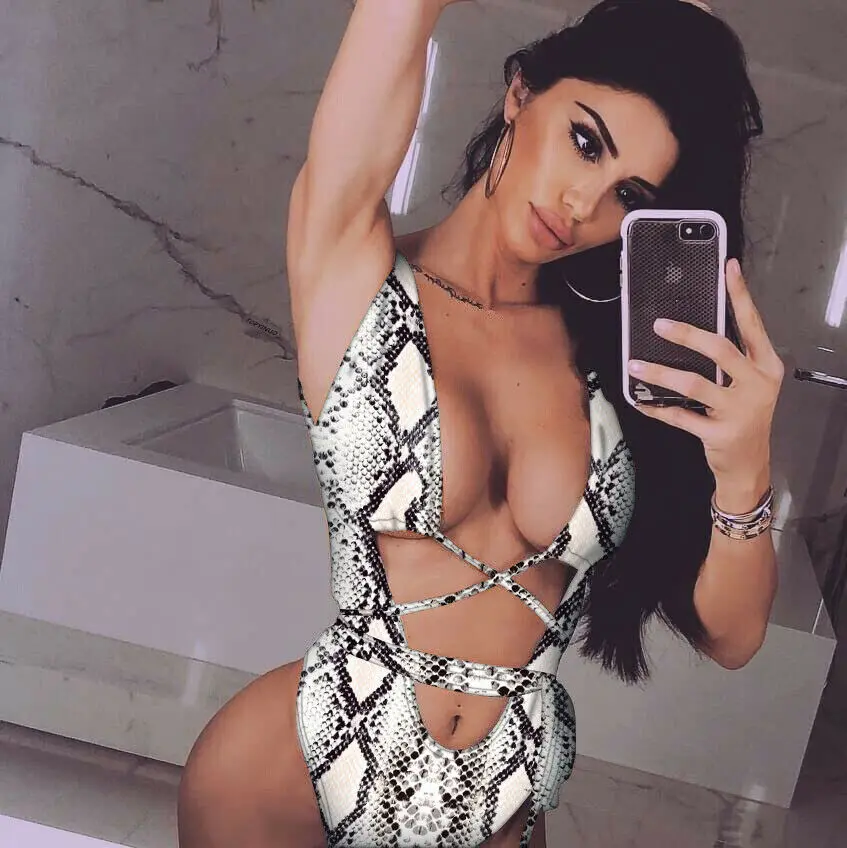 

2021 New Sexy Women Girls One-Piece Leopard Printed Swimsuit Bandage Monokini Beachwear Swimwear Summer Bikini Bathing suit