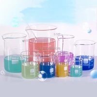 5102550ml 4pcsset pyrex beaker lab glassware borosilicate glass chemical measuring flask flat bottom for scientific test