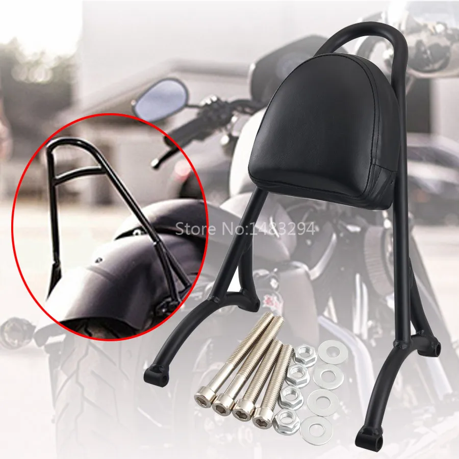 

Black Passenger Sissy Bar Backrest Pad Short Fit For Harley Sportster XL883 1200 1985-2019 Series Models