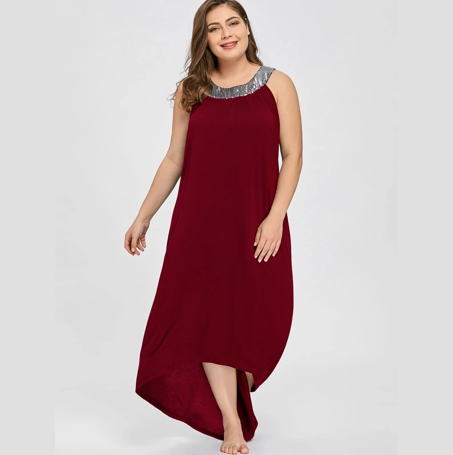COCOEPPS Plus Size Women dress summer 2019 Sleeveless O Neck Cotton Dresses 4XL 5XL big Loose Sequin Casual Dress Vestidos | Женская