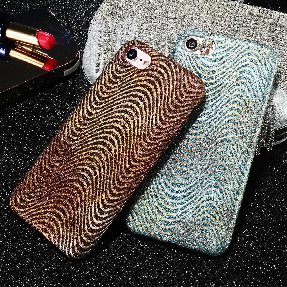Kisscase Украшение Блеск чехол для телефона pc iPhone 7 7plus мода волнистым узором iphone 8 Plus