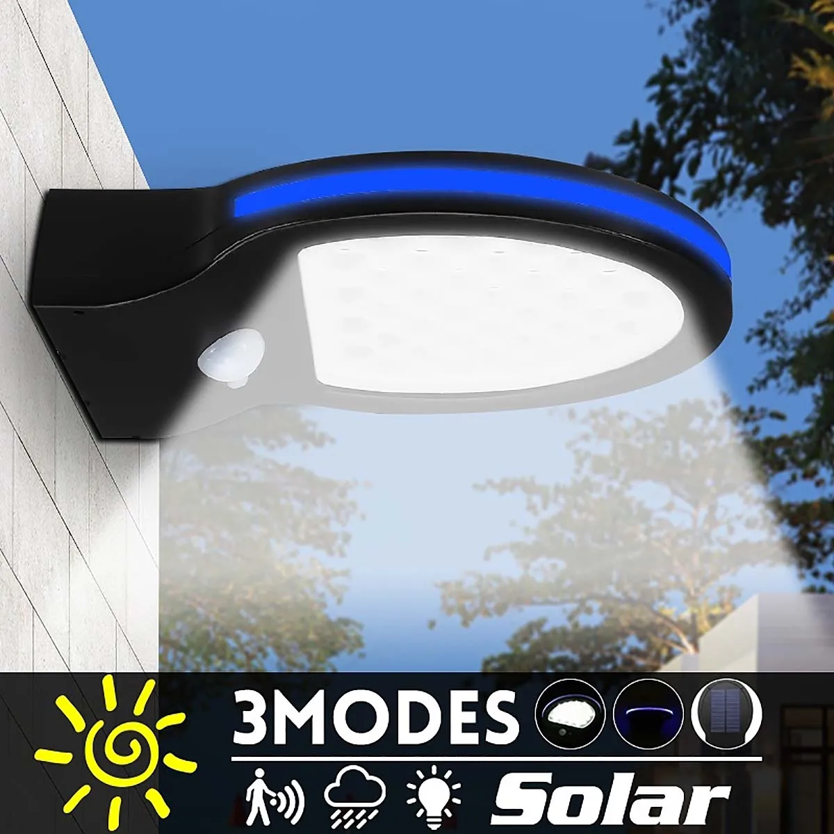 Белый + синий солнечный светильник светодиодный защищенный от непогоды