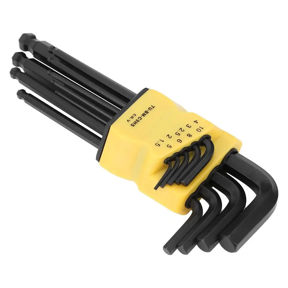 9PCS Extended Ball End Hex L-Wrench Set Professional Repairing Kit Hand Tool Wrenches 2019 new style | Инструменты
