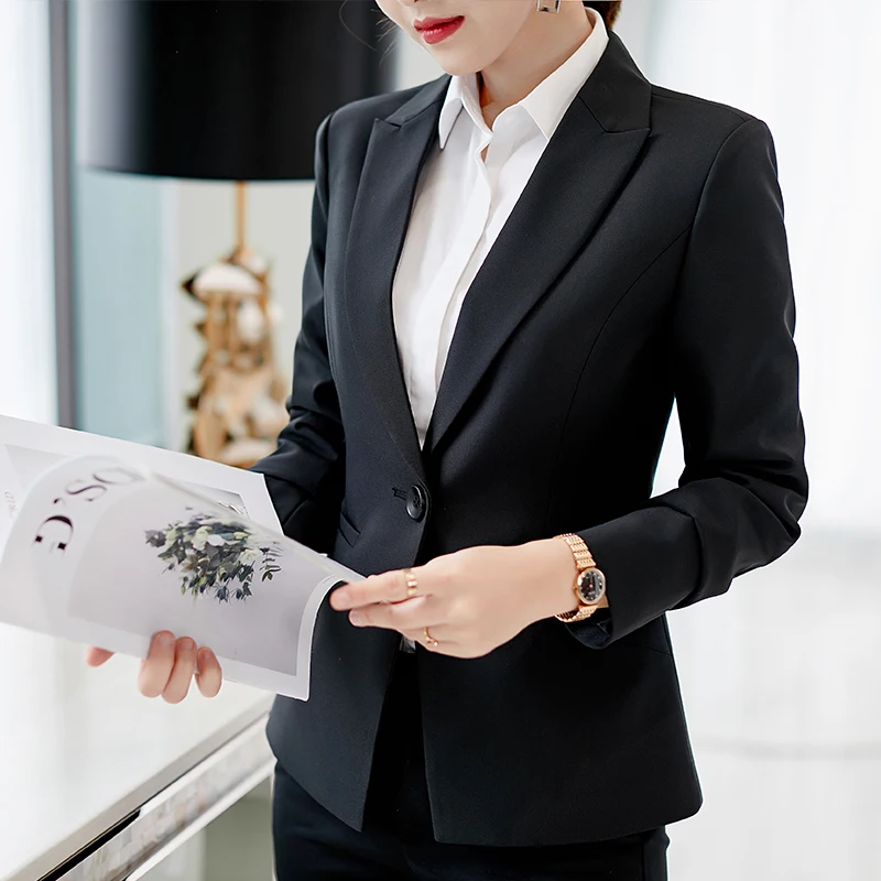 

peonfly моды однородный цвет женщин длинные рукава одной кнопкой элегантные деловые костюмы женские куртки формального управления слим пиджа...