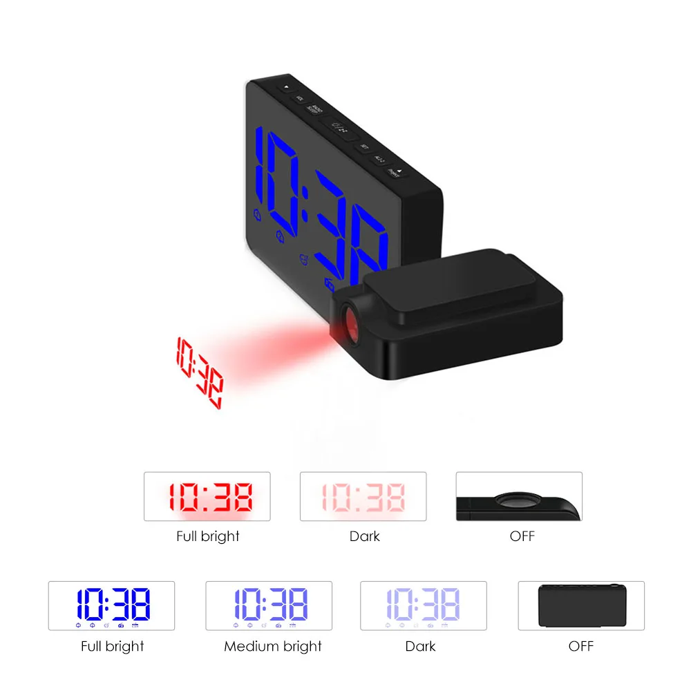 Светодиодный Будильник с проекцией по USB регулируемой яркостью FM радио