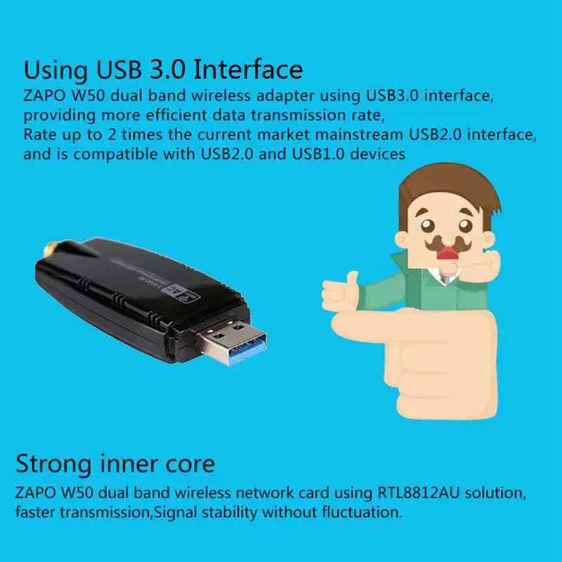 1200 Мбит/с Usb 3 0 Wifi 5G адаптер беспроводной Ac с высоким коэффициентом усиления