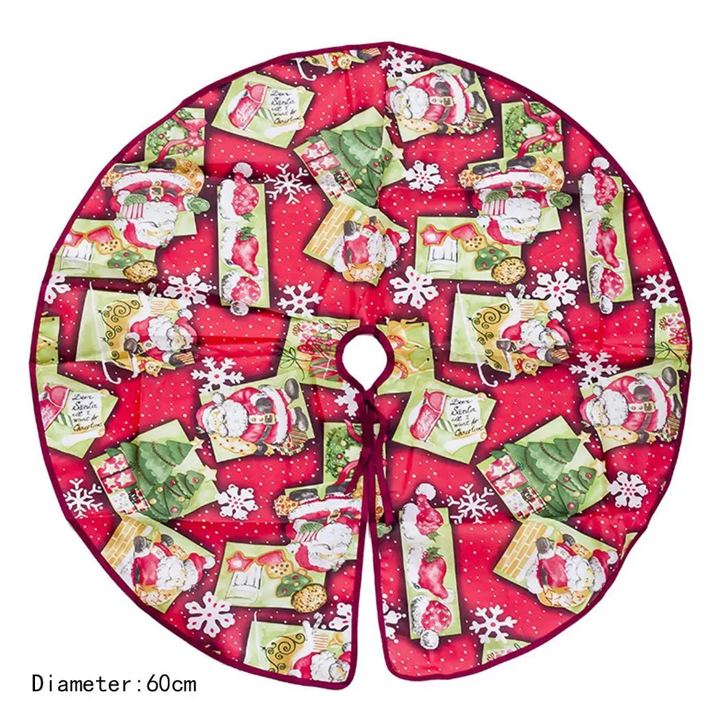 Stylish Cartoon Santa Claus Flower Printed Christmas Tree Floral Home Round Skirt Red | Дом и сад