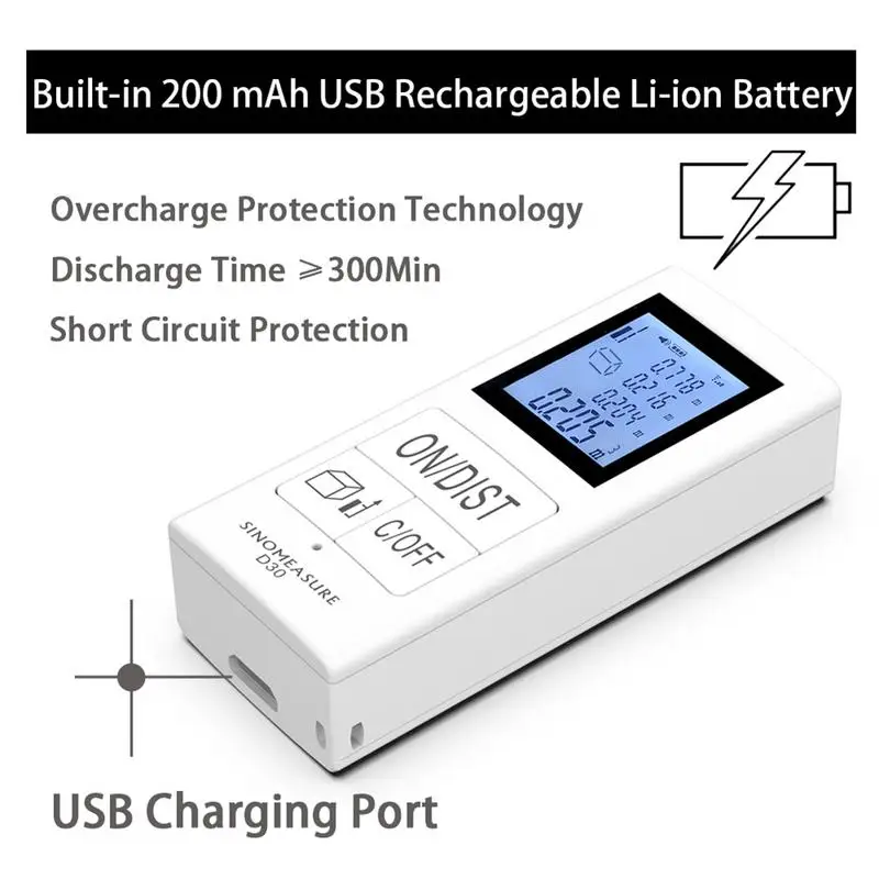 USB перезаряжаемая 30 М мини инфракрасный дальномер Карманный ручной IRElectronic линейка D30 с подсветкой ЖК-дисплей Pythagorean измерительное расстояние