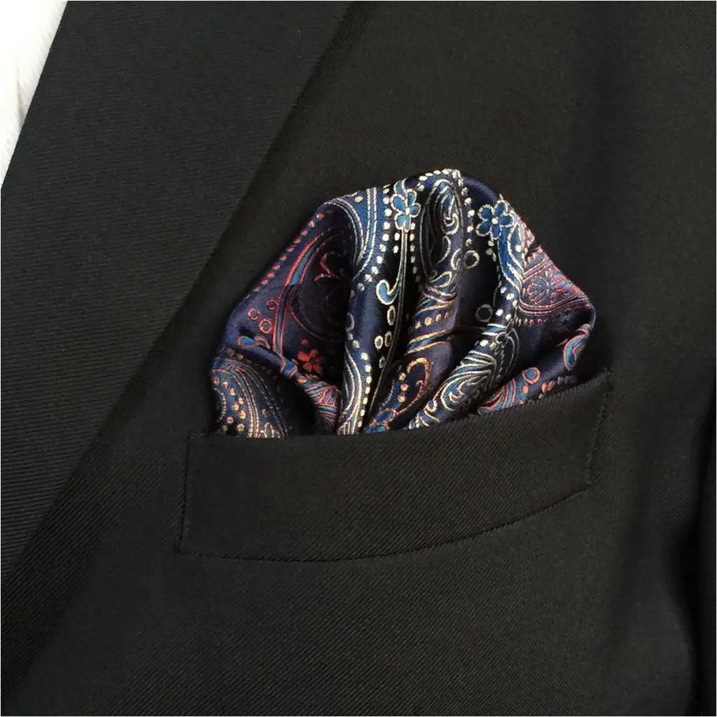 BH26 Brand New Mens Pocket Square Navy Multicolor Paisley Silk Dress Wedding Fashion Hanky 12.6&quot | Аксессуары для одежды