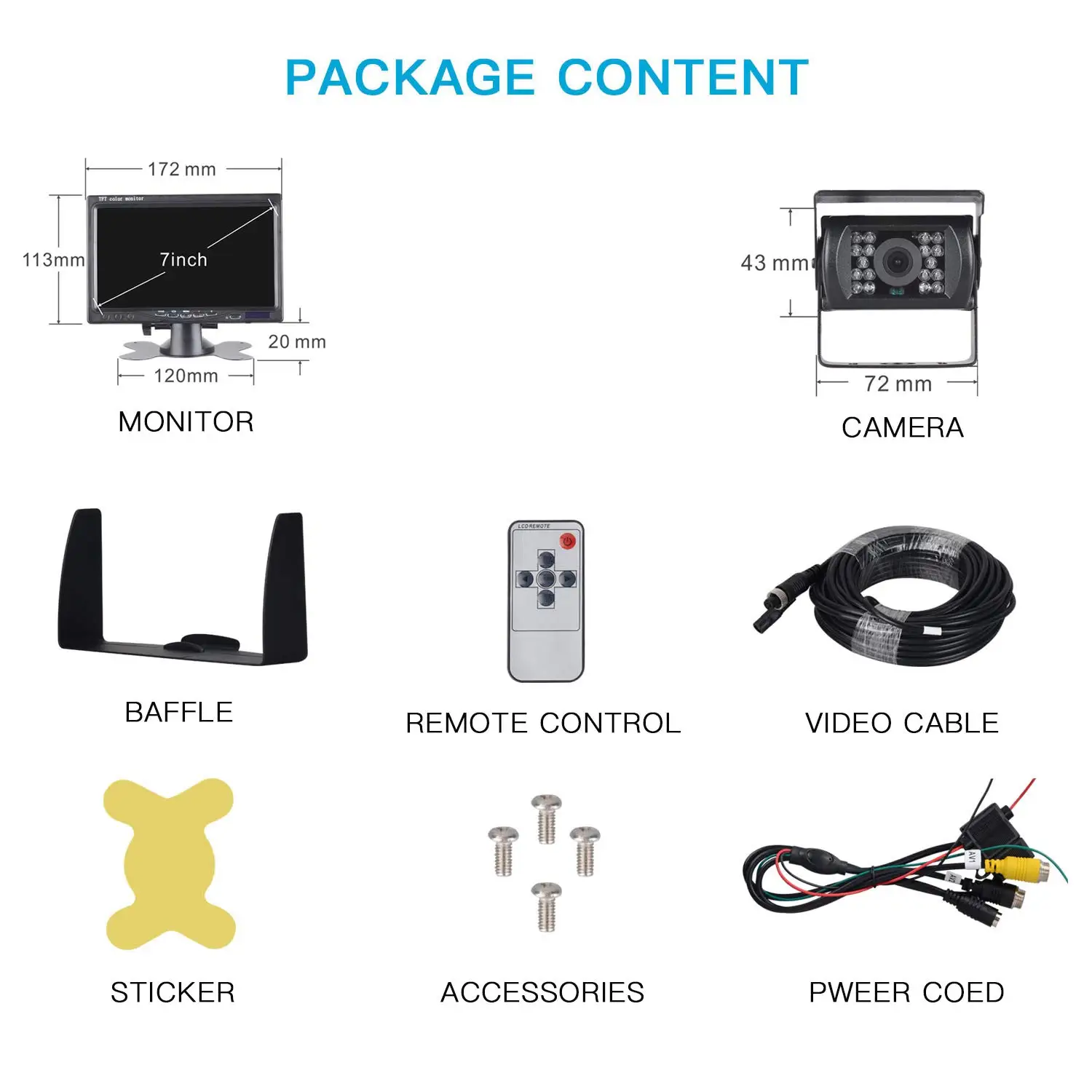 Резервное копирование Камера комплект 7 дюймов ЖК-зеркало заднего вида для