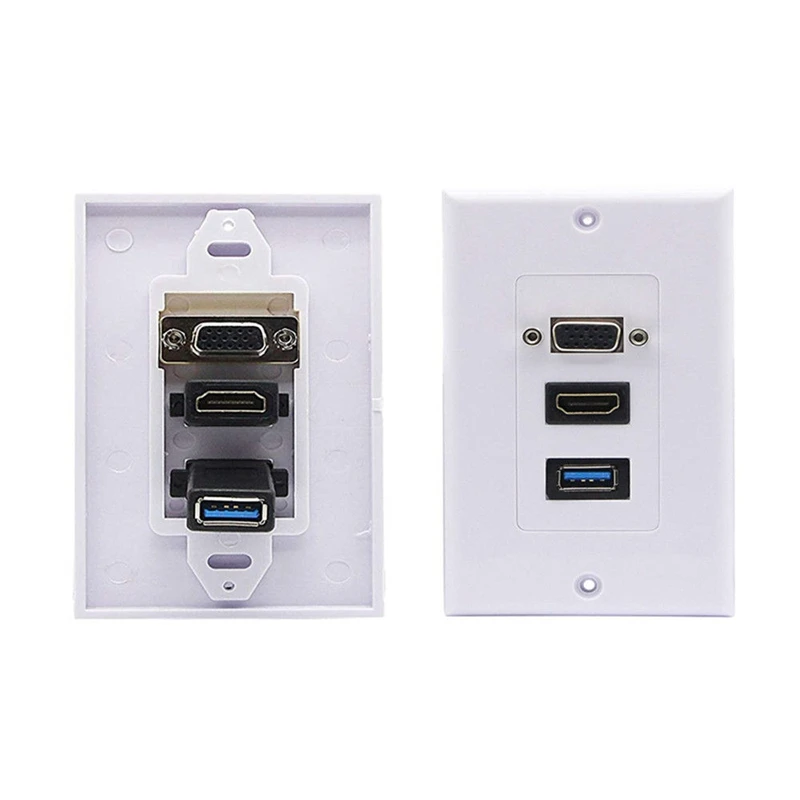 3 Порты USB 0 Женский HDMI VGA настенная облицовочная пластина гнездо для крышки Аудио