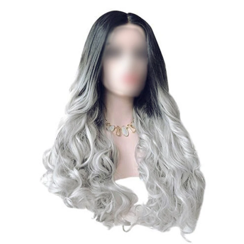 70 см градиент Цвет Длинные вьющиеся Волнистые парик синтетические волосы
