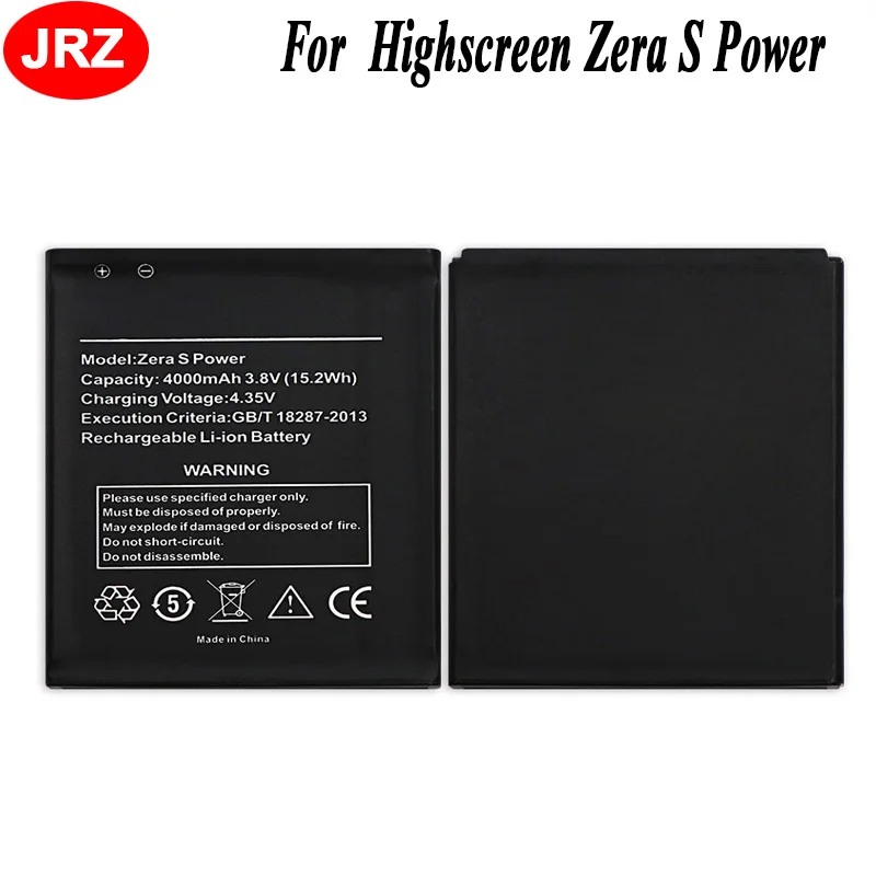 JRZ для Highscreen Zera S Power Аккумулятор 4000 мАч 3 8 в высококачественные сменные