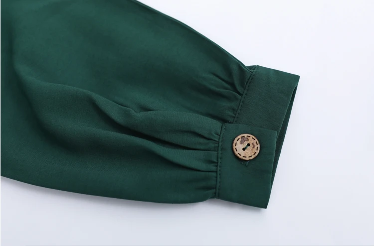 Женское платье на пуговицах MINSUNDA однотонное средней длины с пышными рукавами и v