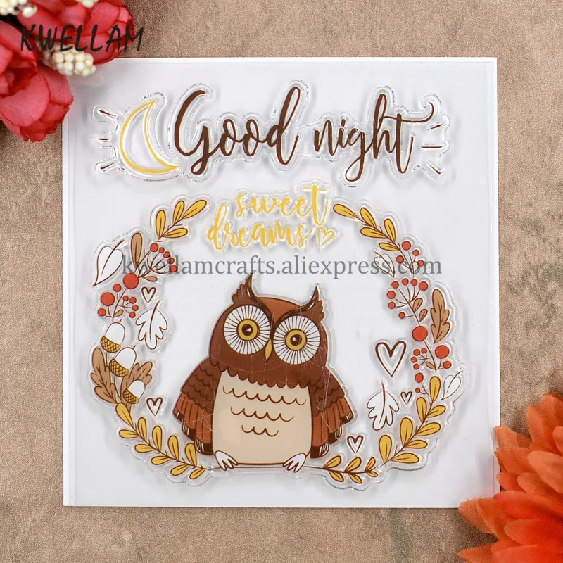OWL good night sweet dreams Scrapbook DIY photo cards rubber stamp clear transparent 10.5x10.5cm KW8031517 | Дом и сад