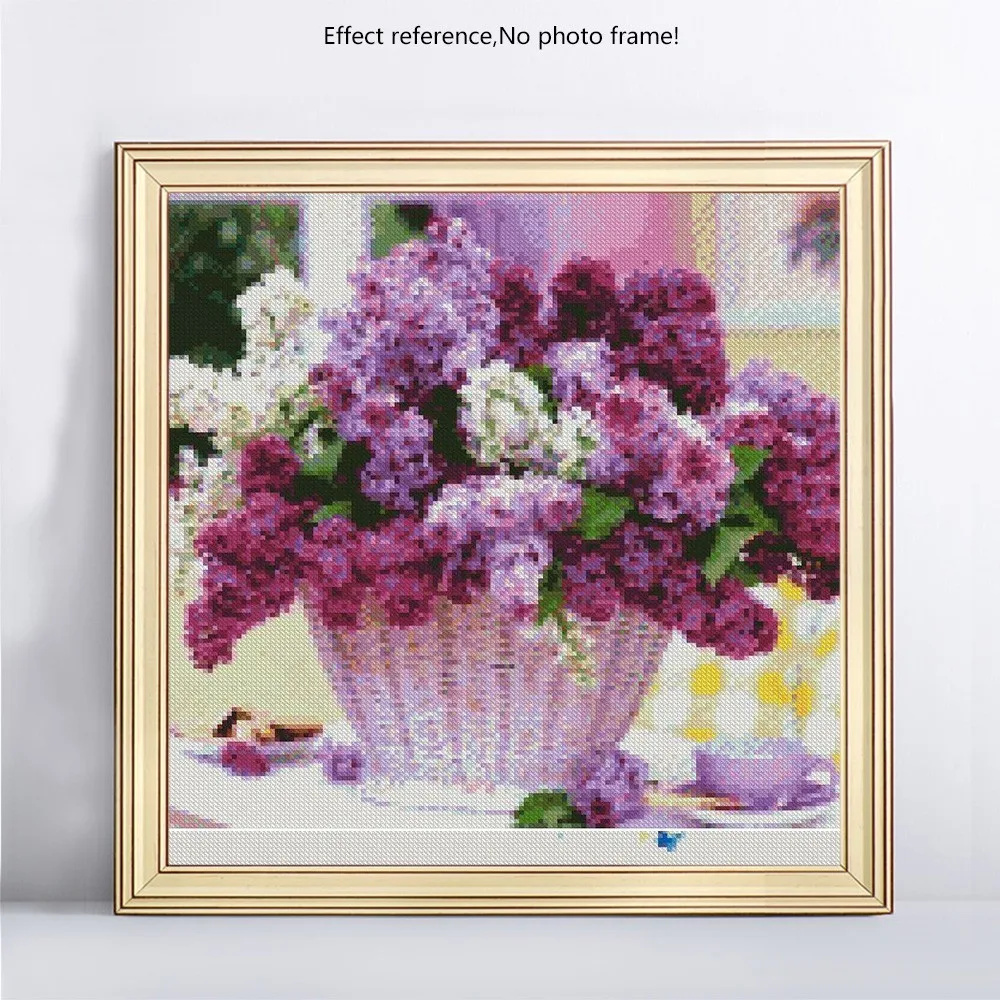 EverShine Diamond Mosaic Flowers Cross Stitch 5D Painting Lavender Picture Of Rhinestones Embroidery Wall Decor | Дом и сад