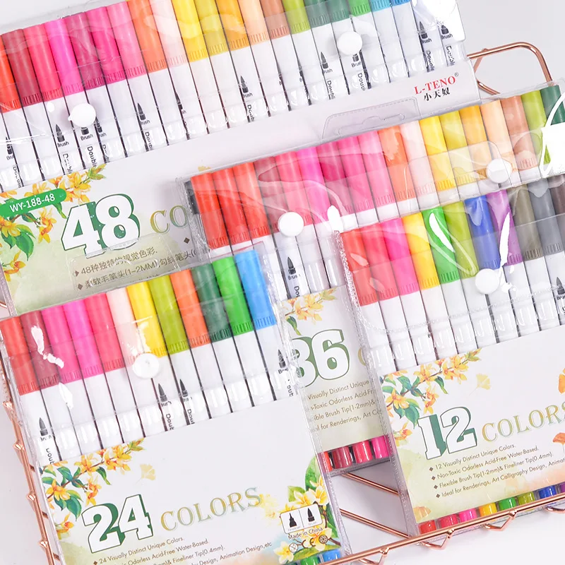 12 видов цветов/набор Двойные головки художественные маркеры профессиональная