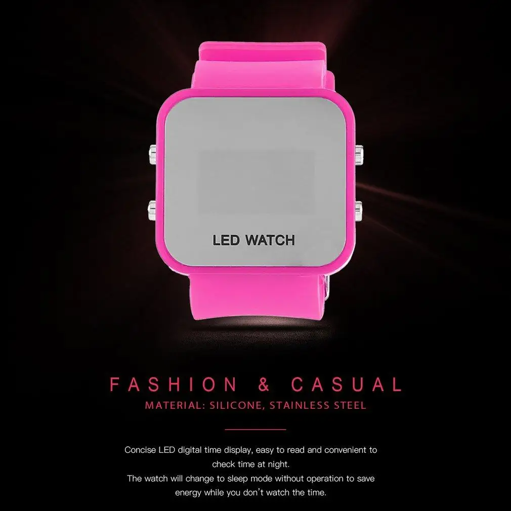 Светодиодные цифровые детские часы модные студенческие квадратной формы