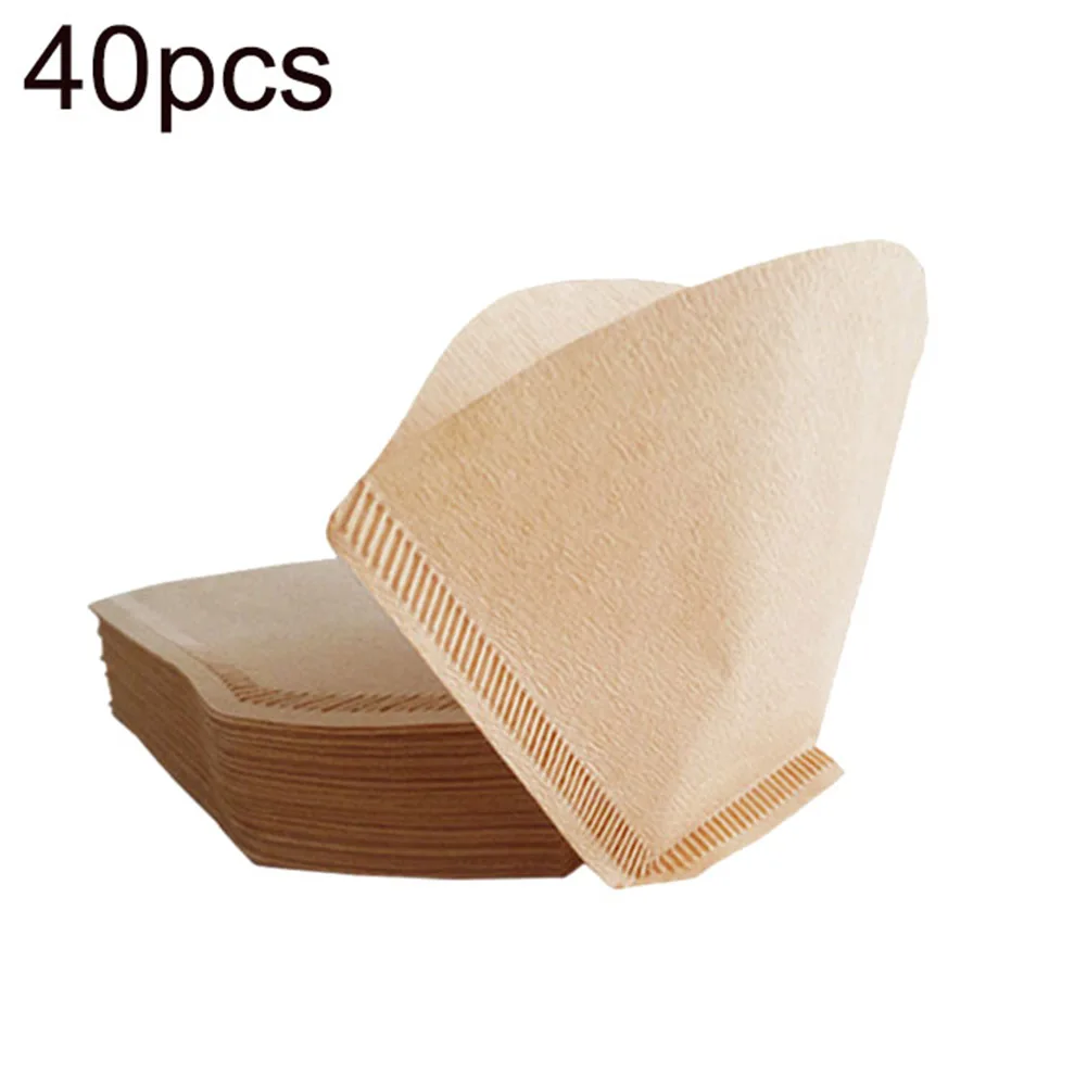 40Pcs Fan-shaped Hand Drip Brew Coffee Filter Home Office Travel DIY Cafe Paper Filters |