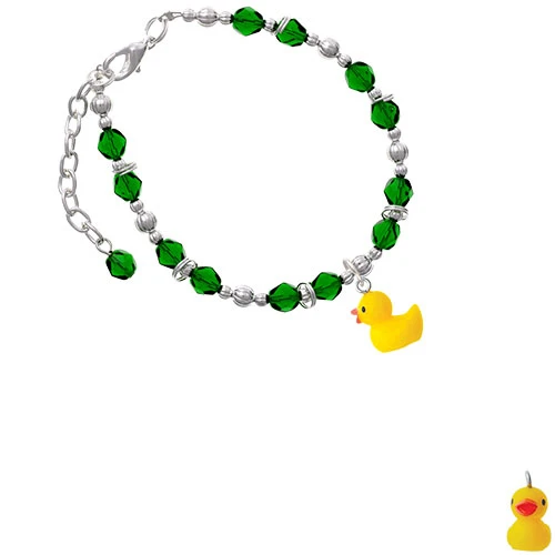 Смола Желтый Ducky с зеленым бисером браслет |