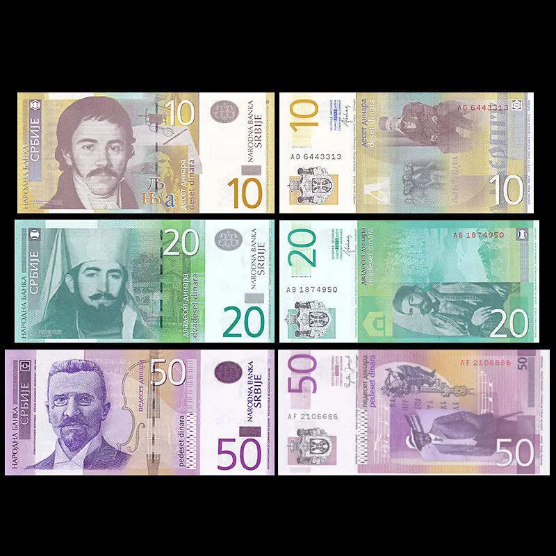 Комплект из 3 предметов 10 20 50 Динара для детей в возрасте 55 56 UNC