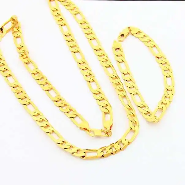 KITEALNew Sale24K GP gold ColorGentlewoman jewelry sets one and three necklace+braceletFigaro chain african set oso | Украшения и