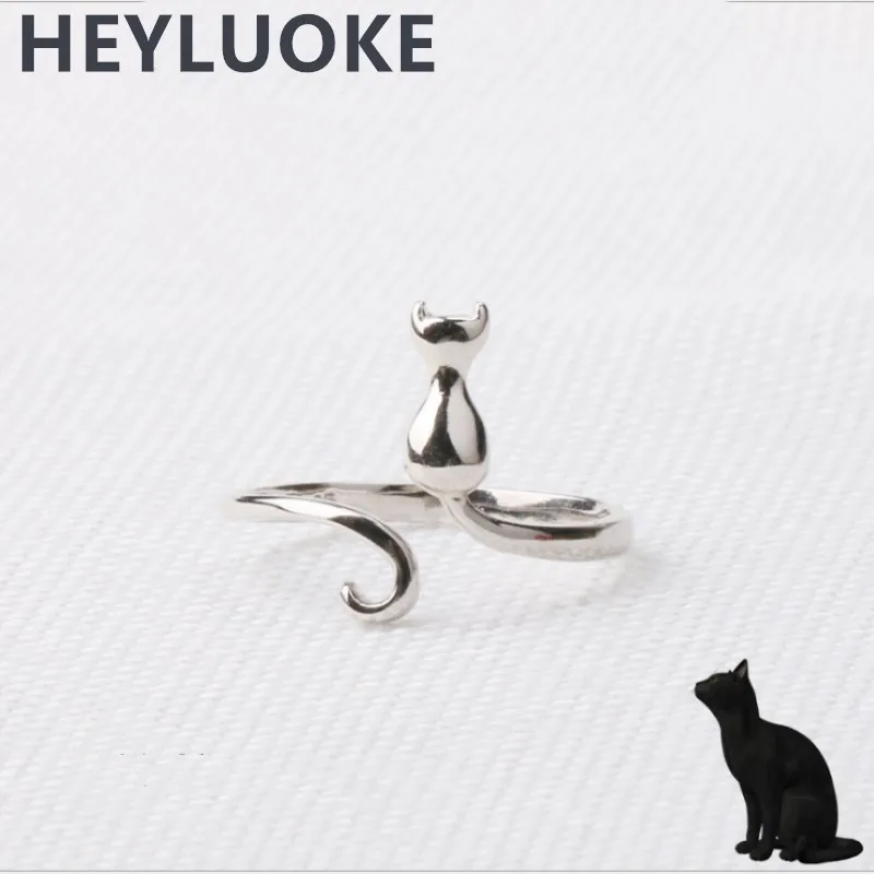 HEYLUOKE милым принтом в виде кошек и длинным шлейфом на Открытое кольцо для Для