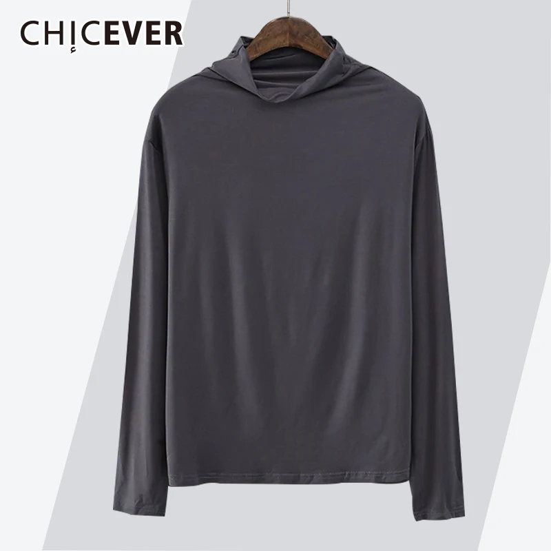 Женская водолазка CHICEVER базовая обтягивающая футболка с длинным рукавом