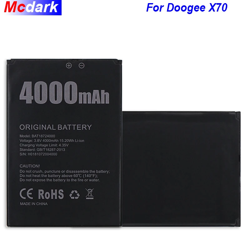 Аккумулятор Mcdark 4000 мАч Для Doogee X70 BAT18724000 AKKU ACCU PIL мобильный телефон|Аккумуляторы