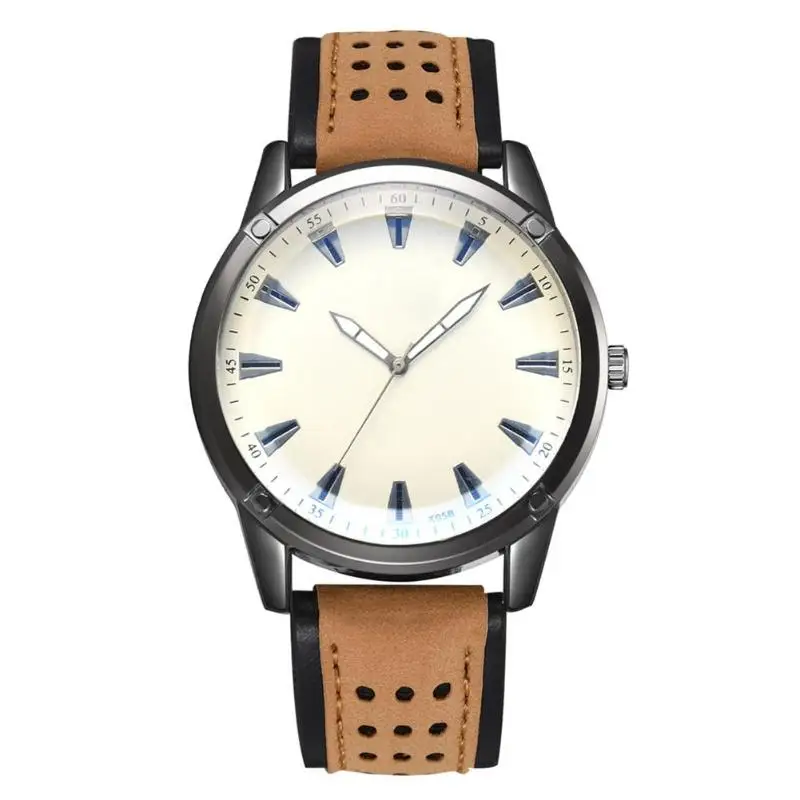 Модные Мужские Аналоговые кварцевые наручные часы с ремешком из искусственной