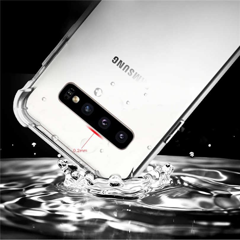 Чехол для Samsung Note 10 9 8 S10e S10 S9 Plus S8 Прозрачный ударопрочный Силиконовый ТПУ
