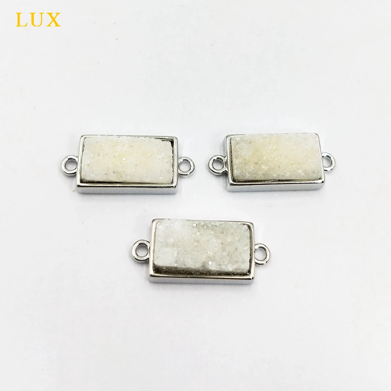 Оптовая продажа Малый золотой ободок белый прямоугольник натуральных агатов Druzy