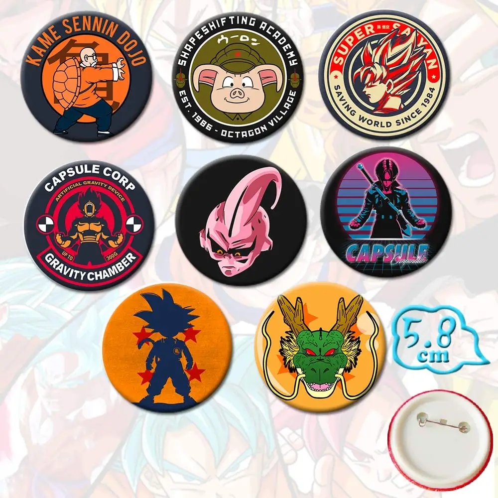 8 шт./компл. Dragon Ball Z бейджи ПВХ булавка Аниме Сон Гоку Мастер Роши Majin Buu Shenron брошь
