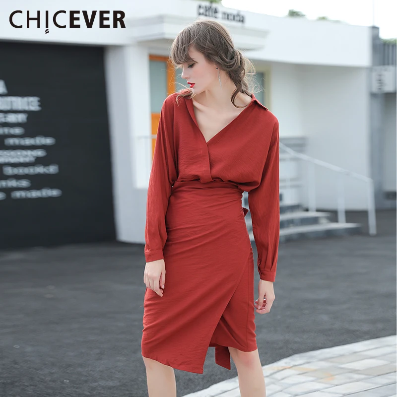 Женское кимоно CHICEVER осеннее платье туника на шнуровке с длинным рукавом летучая