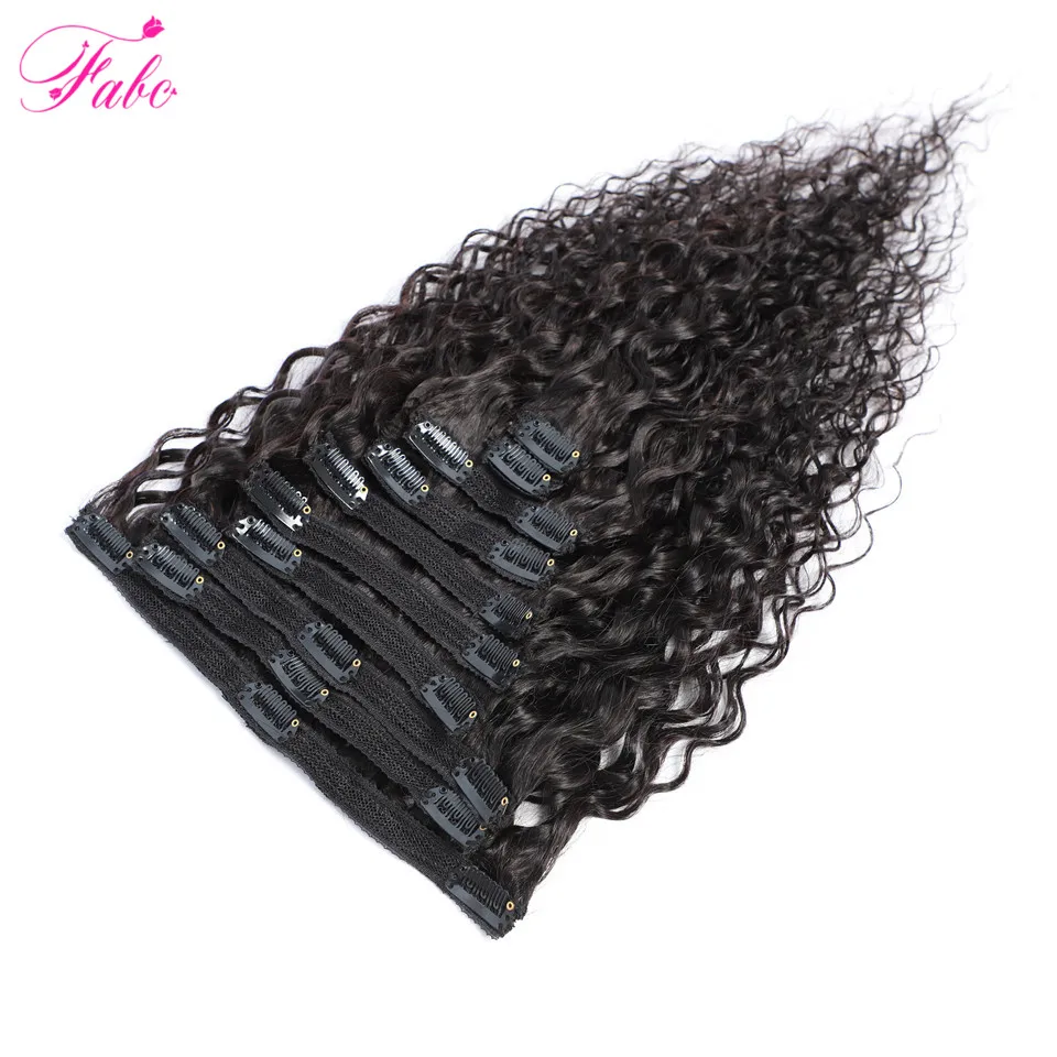 

Fabc Peruvian Water Wave Hair Clip In Human Hair Extensions Natural Color Full Head 10 Pieces/Set 2 Sets Available NonRemy Hair